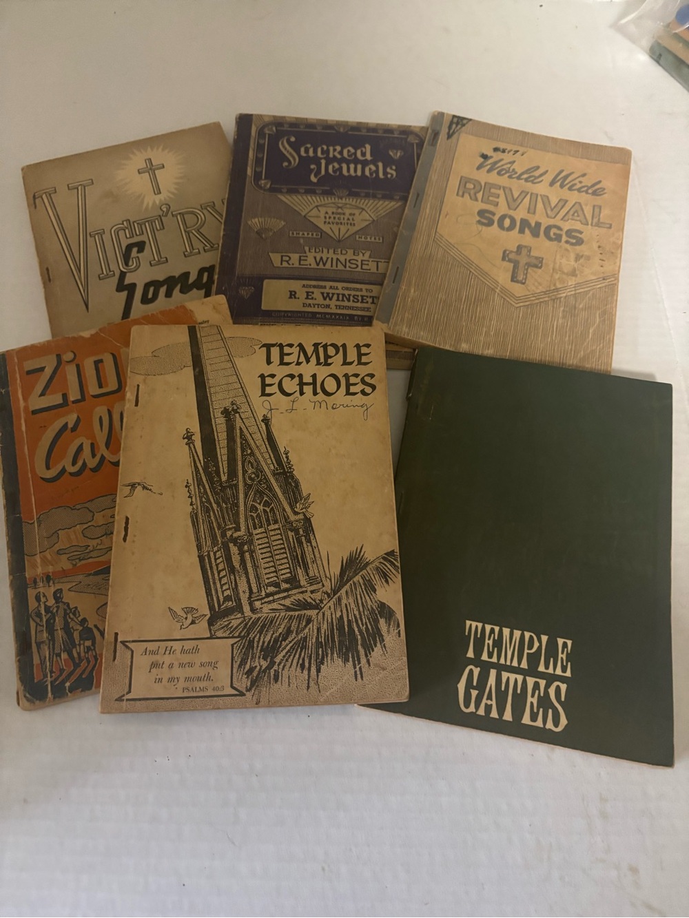 Vintage Gospel Songbooks Lot - Green "Temple Gates" + Mixed Covers